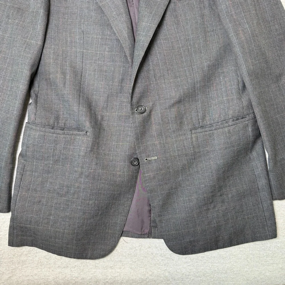 Vintage Cheshire Clothes Men's 42R Blazer‎ Sport Coat Gray Plaid Wool 2 Button